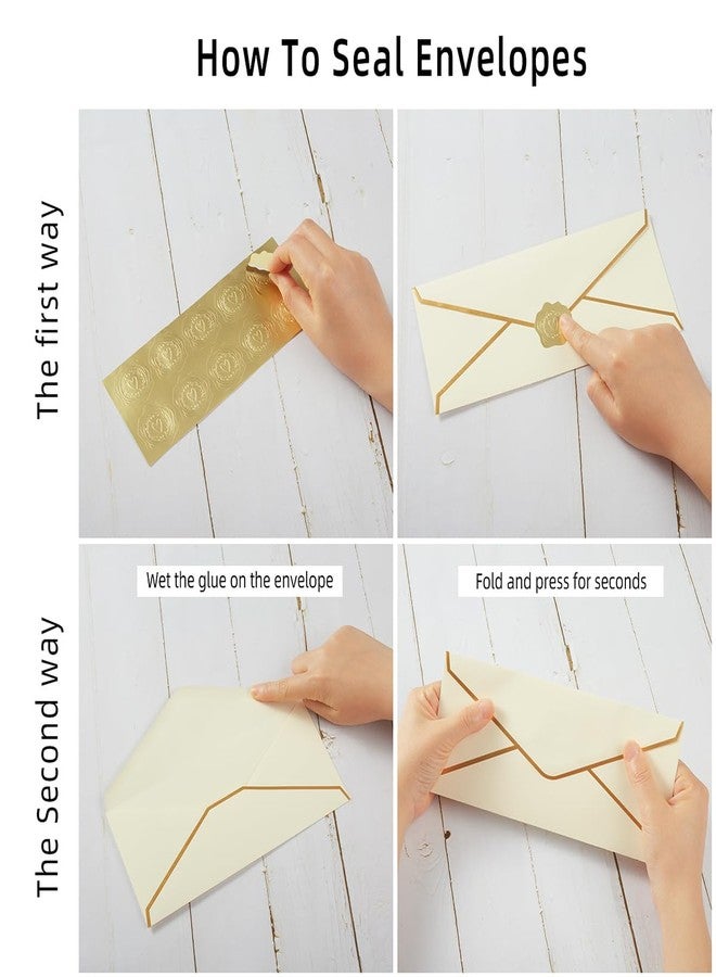 Topeen 30 Pack Thick #10 Business Envelopes with Gold Border, 4 1/8 x 9 1/2 Thick Paper Standard Envelopes with Stickers for Office, Checks, Letter Mailing, Invoices (Cream Color) - Image 3